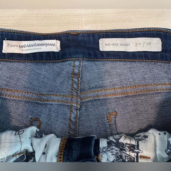 Anthropologie Pilcro & the Letterpress Mid-Rise Dark Wash Skinny Jeans - Size 28 - Picture 8 of 12